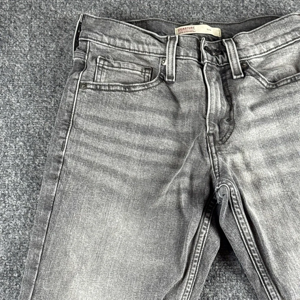 Signature by Levi Strauss & Co. Men's Slim Fit Jeans Grey Charcoal W28 L30 Y2K